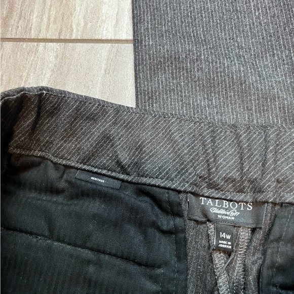 NEW Talbots 14W Heritage Gray Pinstripe Trouser Pant Career Wool Straight - Picture 3 of 6